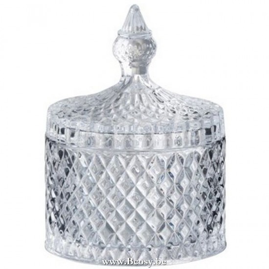 J Line Storage Jar Cut Cylinder Glass Transparent Medium jars with lid.