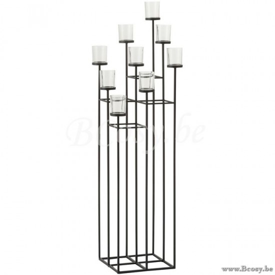 J Line Jline Kerzenhalter 9 Teile Metall Glas Schwarz kerzenhalter windlichter