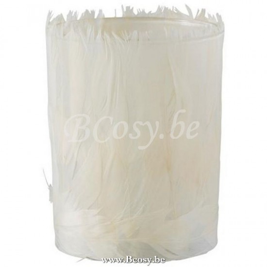 Jline Portavelas Plumas Vidrio Crema Large