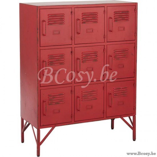 Jline Armario 9 Cajones Metal Rojo