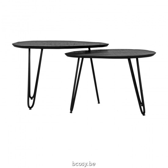 LABEL51 Table basse Frisk Noir Bois de manguier.