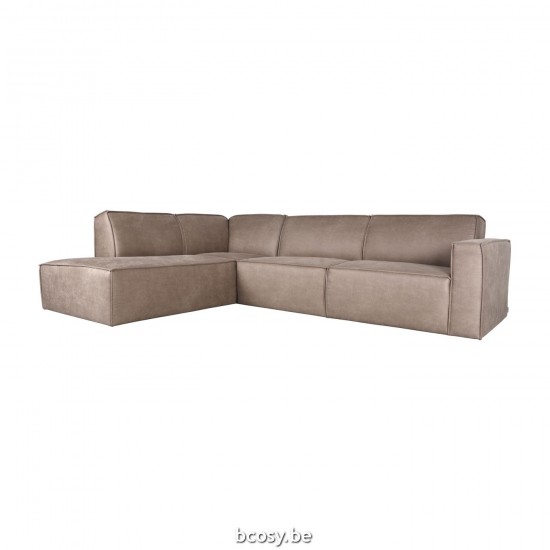 LABEL51 Eck-Sofa Kay Taupe Micro Suede Links Voorstaand.
