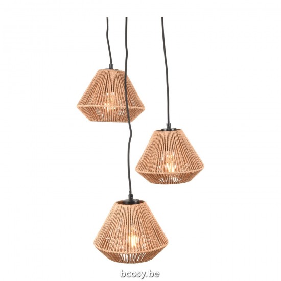 LABEL51 Lampe à suspension Ibiza Naturel Jute 3-Lichts.