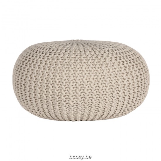LABEL51 Footstool L Knitted Natural Cotton.