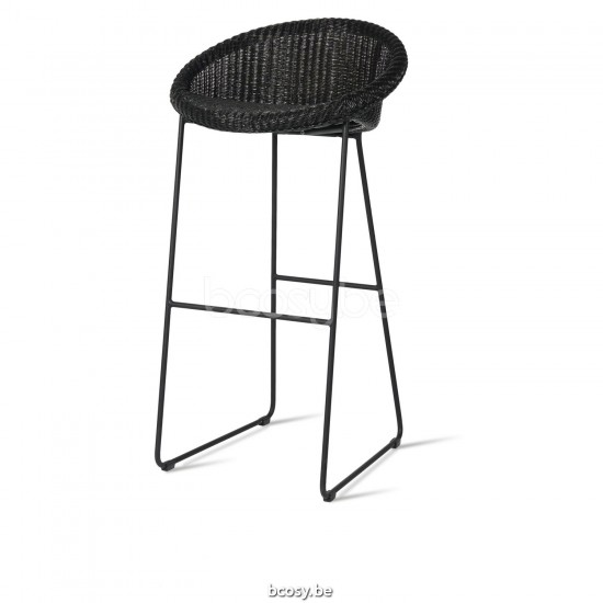 Vincent Sheppard Joe barstoelen Zwart Gepoedercoat Stalen slede frame Sled Base Zwart Lloyd Loom.