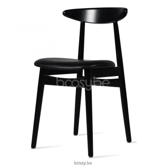 Vincent Sheppard Teo chaises de repas Cadre en Hêtre Noir Cuir Noir Vegan.