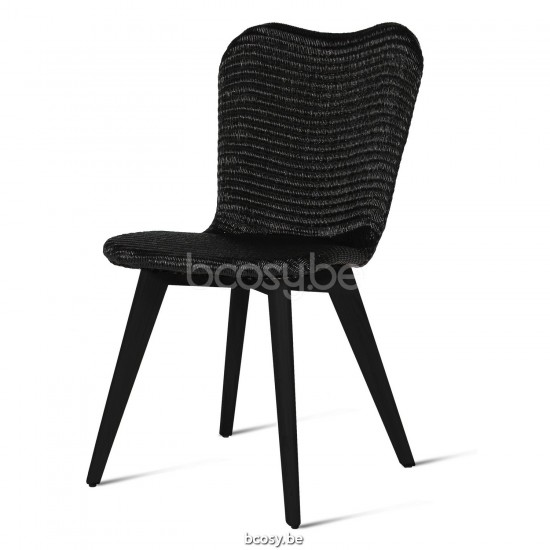 Vincent Sheppard Lily chaises de repas cadre en Bois Dur Noir teinté Lloyd Loom Noir.