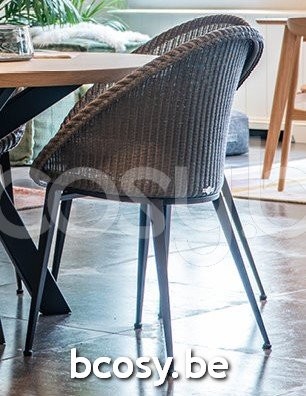 Vincent Sheppard Jack chaises de repas cadre en Acier X Revêtement en poudre noir Lloyd Loom Wengé.