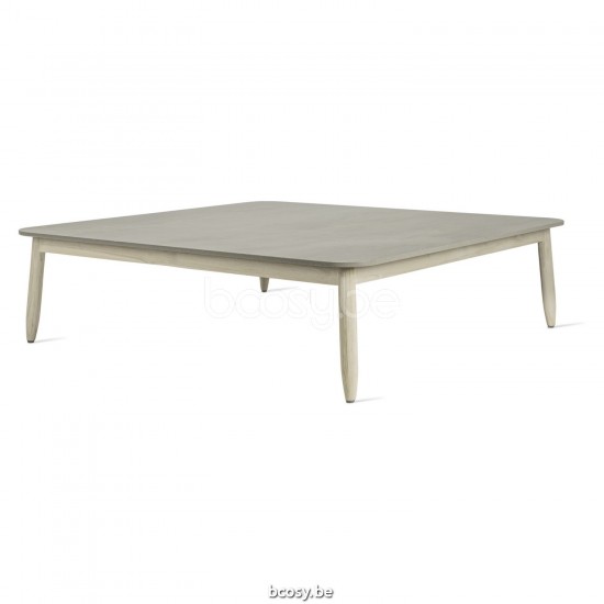 Vincent Sheppard David Vierkante tuin salontafel 120x120 Verouderd Teak Houten frame Flint Keramiek Tafelblad.