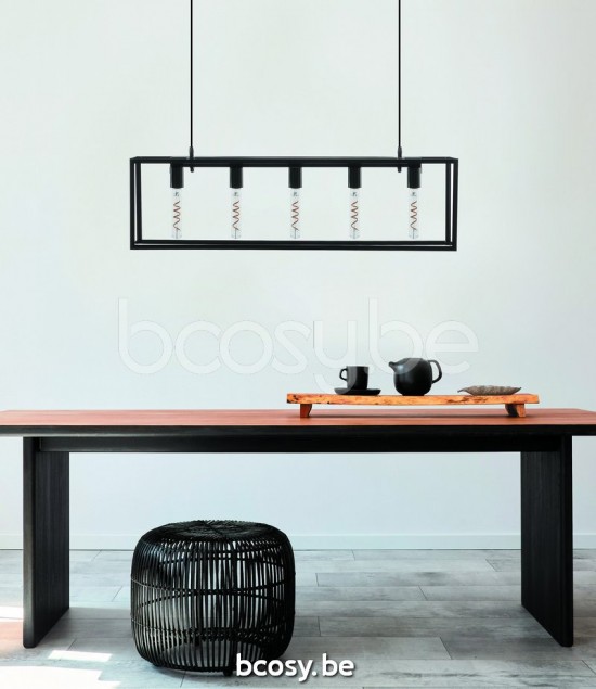 Marckdael pendel Positano Marckdael 3493-T5-NP Country-Living zwart gelakt 78x5cm profiel pendel H max 95cm VVD VDV Verlichting van Dijck Dy.