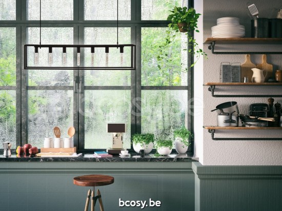 Marckdael pendel Positano Marckdael 3493-T7-NP Country-Living zwart gelakt 102x5cm profiel pendel H max 95cm VVD VDV Verlichting van Dijck D.