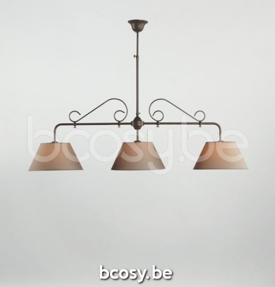 Marckdael pendel Billiardo-Biliardo Marckdael 0191-3F-SHA-MN Billiardo marron kastanjebruin pendel H min 70 max 110cm VVD VDV Verlichting va.