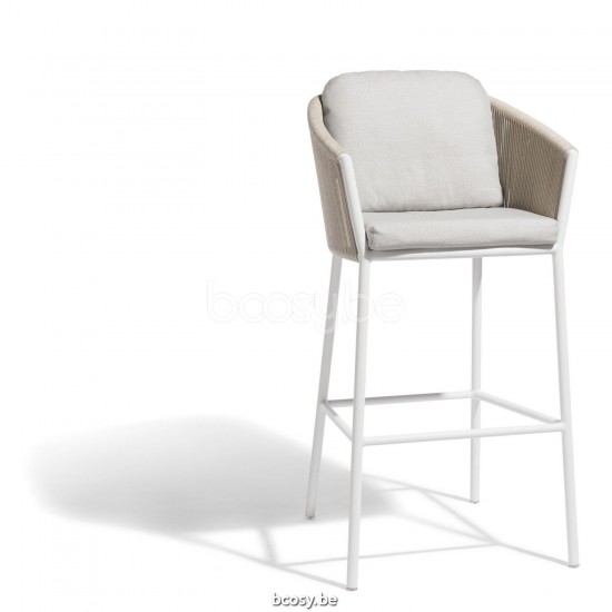 Diphano Omer tabouret de bar 77,5h Cadre Aluminium blanc corde Minéral 5mm.