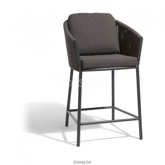 Diphano Omer tabouret de bar 60,5h Cadre Aluminium Lava corde Graphite 5mm.