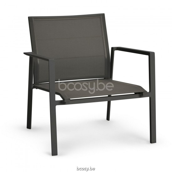 Diphano Selecta Stackable lounge chair Aluminium Lava Frame single layer Batyline Cafe Fabric.