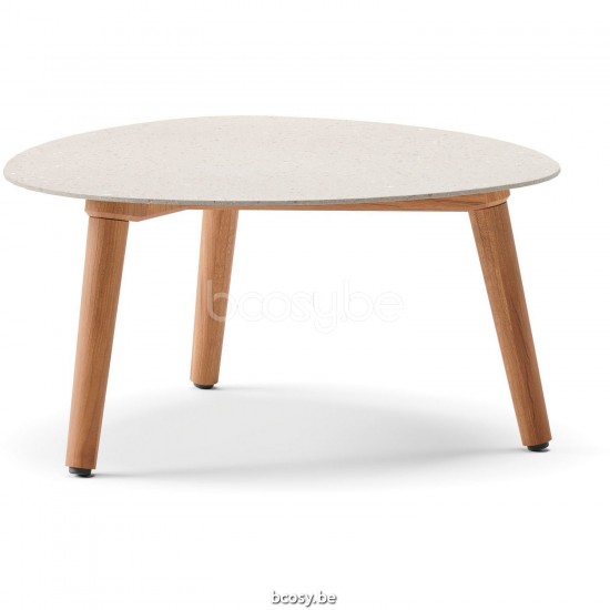 Diphano Ray table basse bio A 60xR (28,5h) Cadre Teck naturel Dessus Céramique Sable 9 mm imposé.