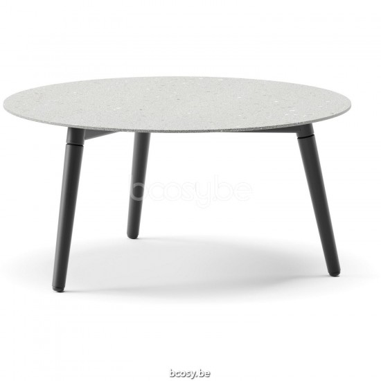 Diphano Ray table basse A 60xR (28,5h) Cadre Aluminium Lava Dessus Céramique Fossile 9 mm imposé.