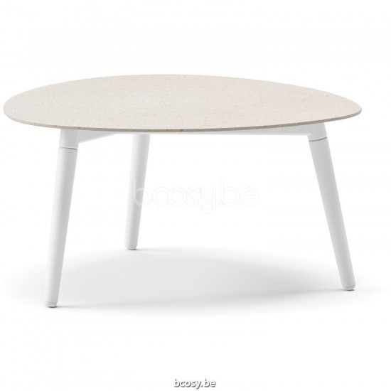 Diphano Ray coffee table organic A 60xR (28,5h) Aluminium White Frame Top Ceramic Sand 9 mm Lay-on.