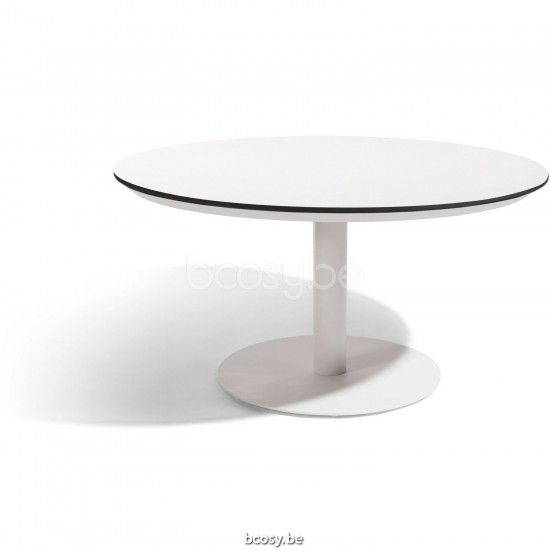 Diphano Alexa round dining table 148xR Aluminium White Frame Top Ceramic White 6 mm Lay-On.