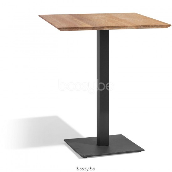 Diphano Alexa high bistro table H (75x70) Aluminium Lava Frame Top Natural Teak.