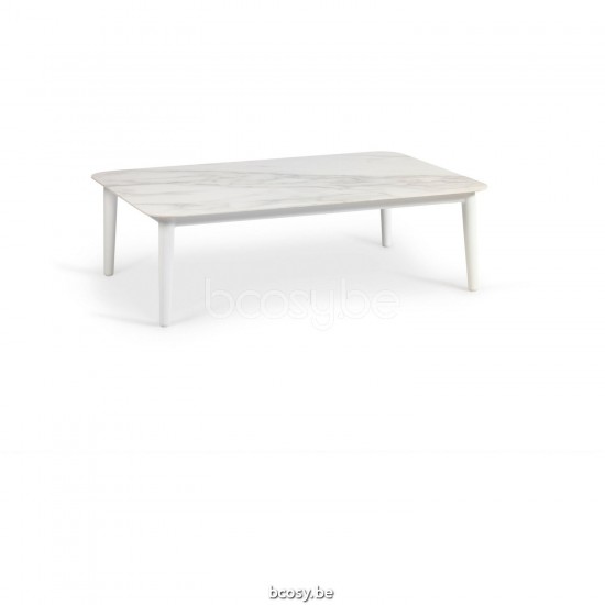 Diphano Diamond table basse S céramique (112x72) Cadre Aluminium blanc Dessus Céramique blanc Carrara 6 mm imposé.