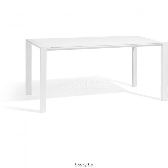 Diphano Selecta table de jardin 160x80 Cadre Aluminium blanc Dessus Céramique incrusté blanc 6 mm.