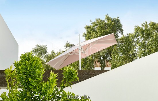 Jardinico ANTEGO 200x300 Rechthoekige Vrijhangende Parasol 2x3 Mast Wit Doek Latte Sunbrella.