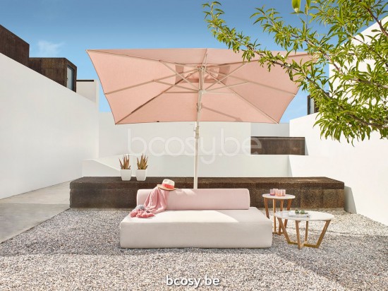 Jardinico ANTEGO 300x300 Vierkante Vrijhangende Parasol 3x3 Mast Wit Doek Latte Sunbrella.