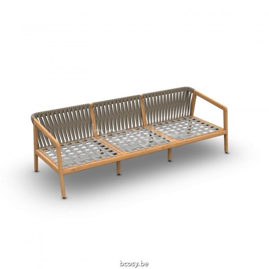 Jati Kebon Ritz Teak Sofa 3-Sitzer Ohne kissen Schnur Taupe.