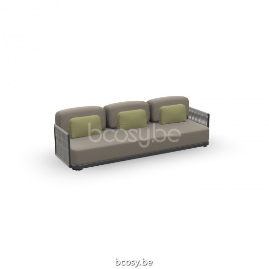 Jati Kebon Durbuy Sofa 3-Sitzer Aluminium anthrazit matt.