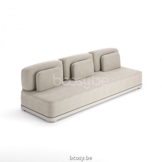Jati Kebon Durbuy Sofa 3-Sitzer Sandmattes Aluminium.