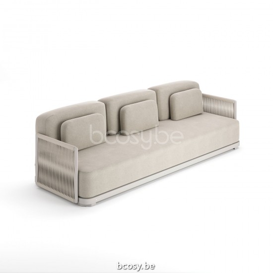 Jati Kebon Durbuy Sofa 3-Sitzer Sandmattes Aluminium.