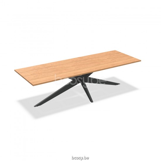 Jati Kebon Yate Gartentisch Aluminium anthrazit matt Tischplatte Teakholz.