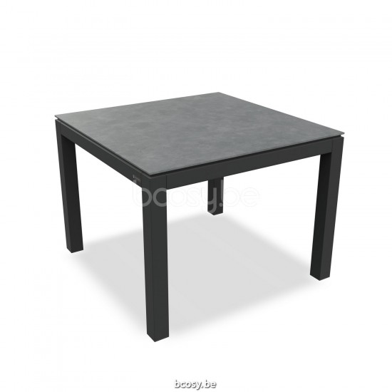Jati Kebon Danli Gartentisch Aluminium anthrazit matt Tischplatte Keramik Aschgrau.