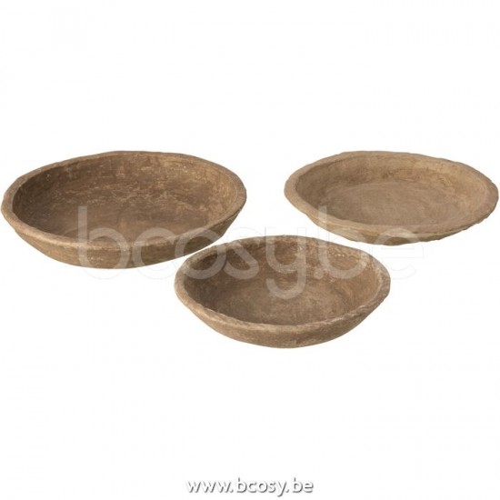 J Line Jline Set Von 3 Schalen Chad Papier Mache Braun aperitif aperitief aperitif schalen tellern