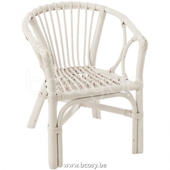 J Line Jline Sedia Bambini Filou Rattan Bianco Asiento Infantil Filou Cana Blanco
