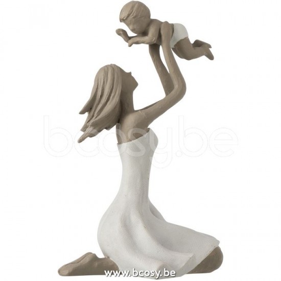 J Line Jline Mother Child On Knees Poly White Taupe mothers with children