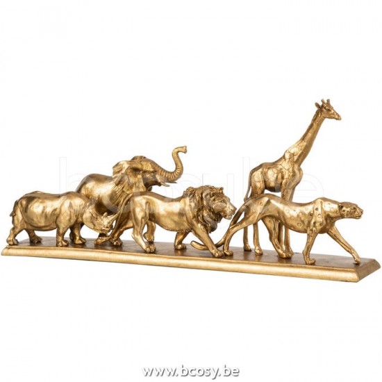 J Line 5 Animals In A Row Poly Gold Small Animals