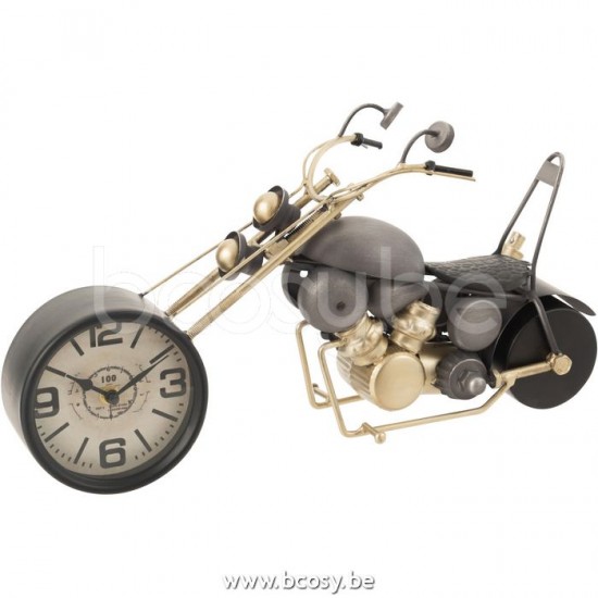 J Line Jline Clock Motorcycle Metal Antique Grey Gold table clocks