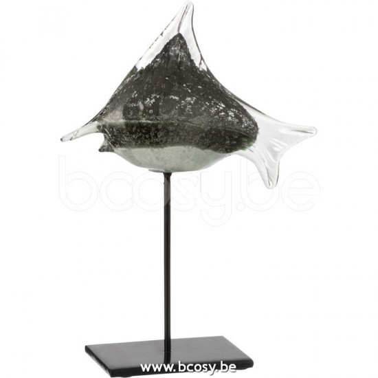 J Line Jline Fish On Foot Glass Iron Grey Black Small fishes on base