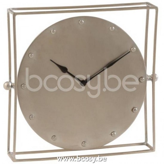 J Line Jline Uhr Viereckig Orientalisch Metall Silber Large Tischuhren