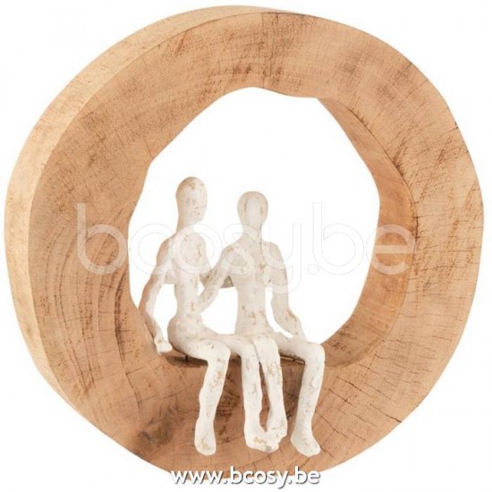 J Line Jline Figur Paar Sitzend Mangobaum Aluminium Naturell Weiß paar duo liebespaar