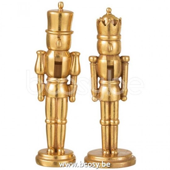 J Line Nutcracker Poly Gold Small Assortment Of 2 Soldiers.