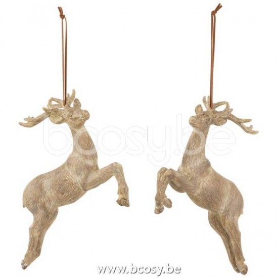 J Line Jline Hanger Reindeer Poly Light Brown Assortment Of 2