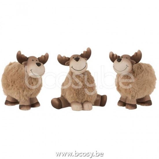 J Line Elk Ceramic Brown Medium Assortment Of 3 reindeers.