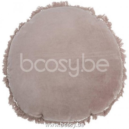 J Line Jline Kissen Rund Velours Baumwolle Leinen Alt Rosa kissen