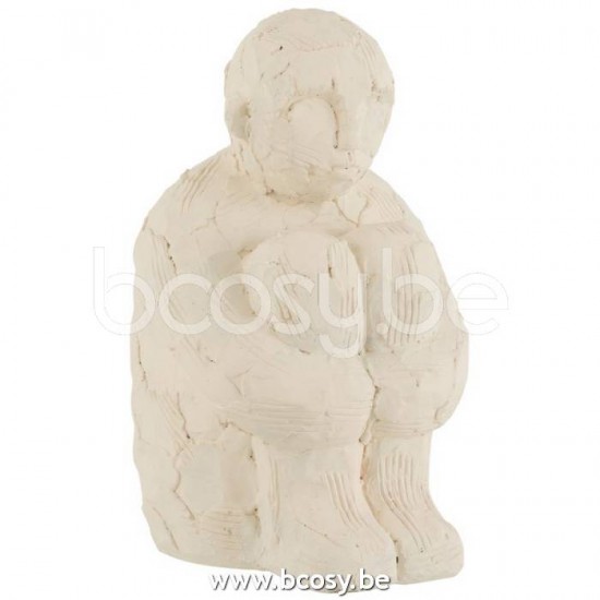 J Line Jline Figur Sitzend Zement Weiß Large figoerchen figur mann sitzend