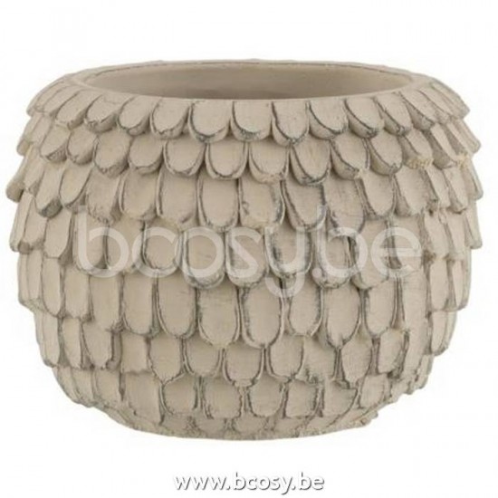 J Line Jline Flowerpot Leaf Cement Light Grey Small flowerpots