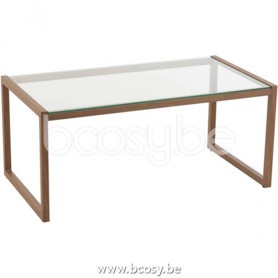 J Line 20080 Salon Tafel Rond Metaal Glas Donker Bruin L50xB91xH40 cm koffietafels salontafels