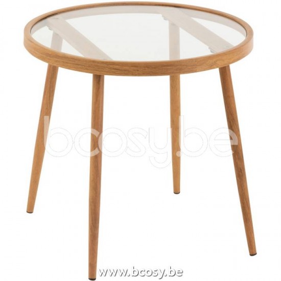 Jline Side Table Round Metal Vidrio Natural